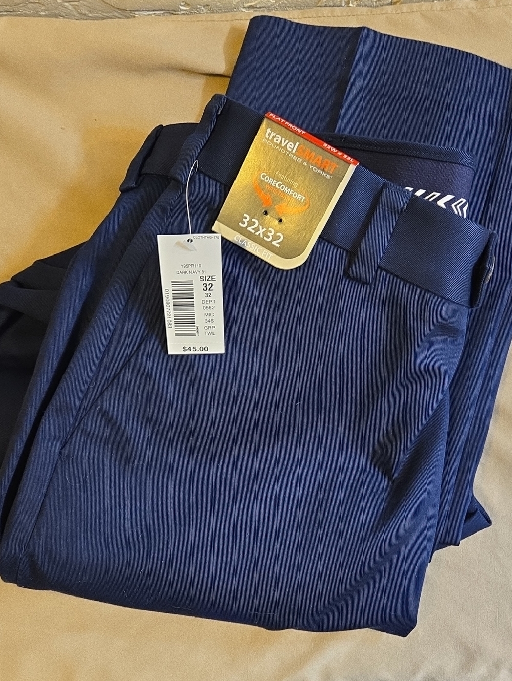 Roundtree & Yorke Navy Men's Dress Pants - Travelmart CoreComfort
